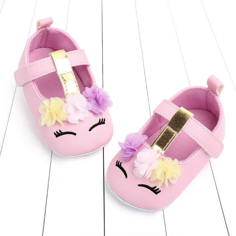 Pudcoco/детские ботинки единорог с цветочным рисунком для маленьких девочек, обувь из искусственной кожи с мягкой подошвой для кроватки, милые детские весенне-осенние ботинки для малышей 0-18 месяцев, распродажа