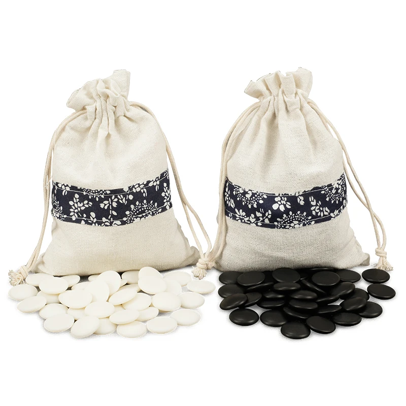 High Quality Weiqi Go Game Melamine Pieces Suede Leather Cloth Bags Gobang International Standard On Go Chess Gomoku Board Games