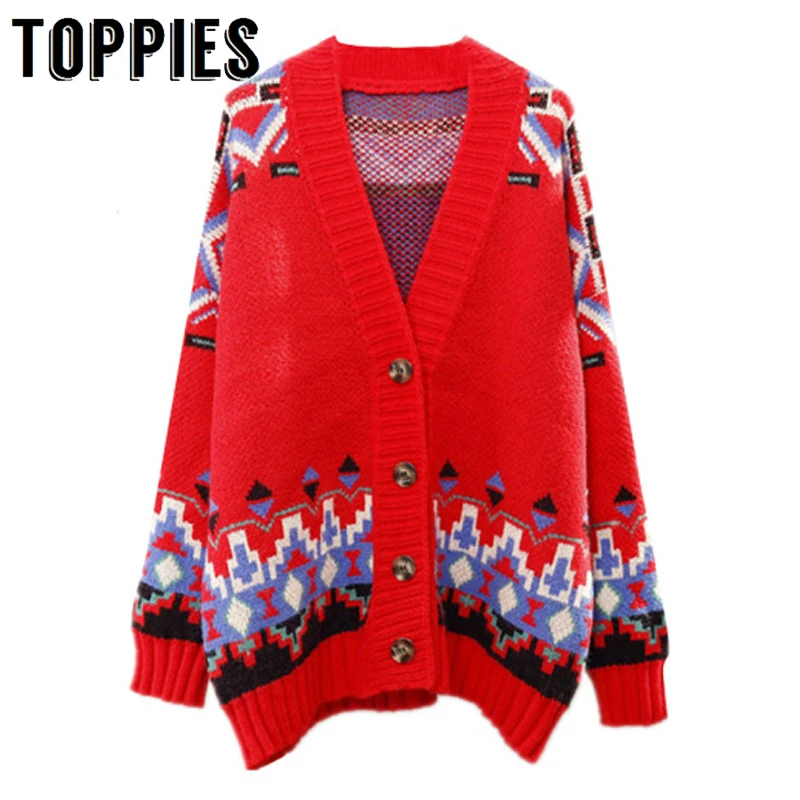 

Boho Knitted Cardigan Women Oversize Sweaters Loose Cardigan Coat 2019 Autumn Winter V Neck Sweater