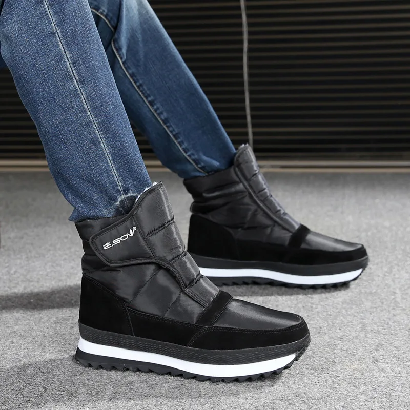

Brand New Fashion Men Winter Shoes Solid Color Antiskid Snow Boots Plush Inside Waterproof Keep Warm Winter Boots 7h63