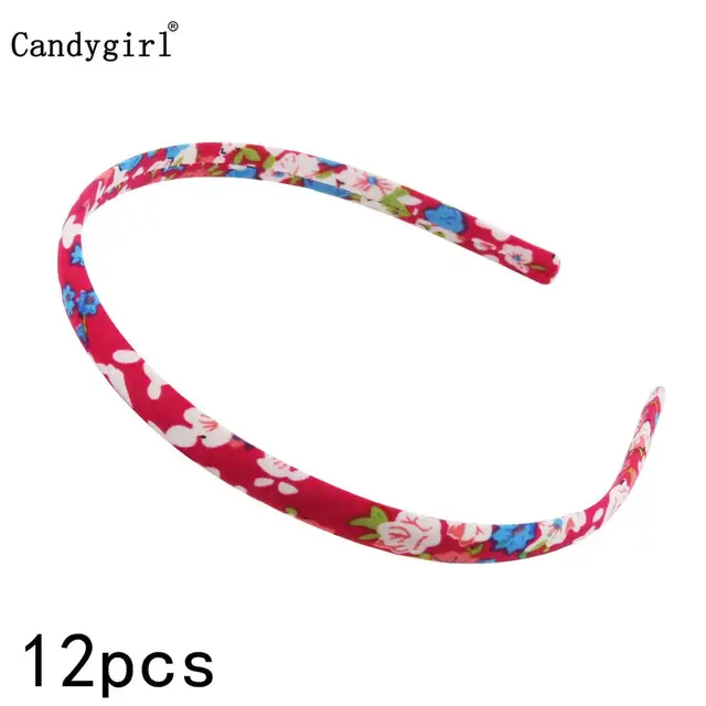 12pcs Flower DIY Ribbon Hairband Women Girl Covered Hair Accessories Headpieces Satin Polyester Jewelry Headbands boho Headwear Red Headbands