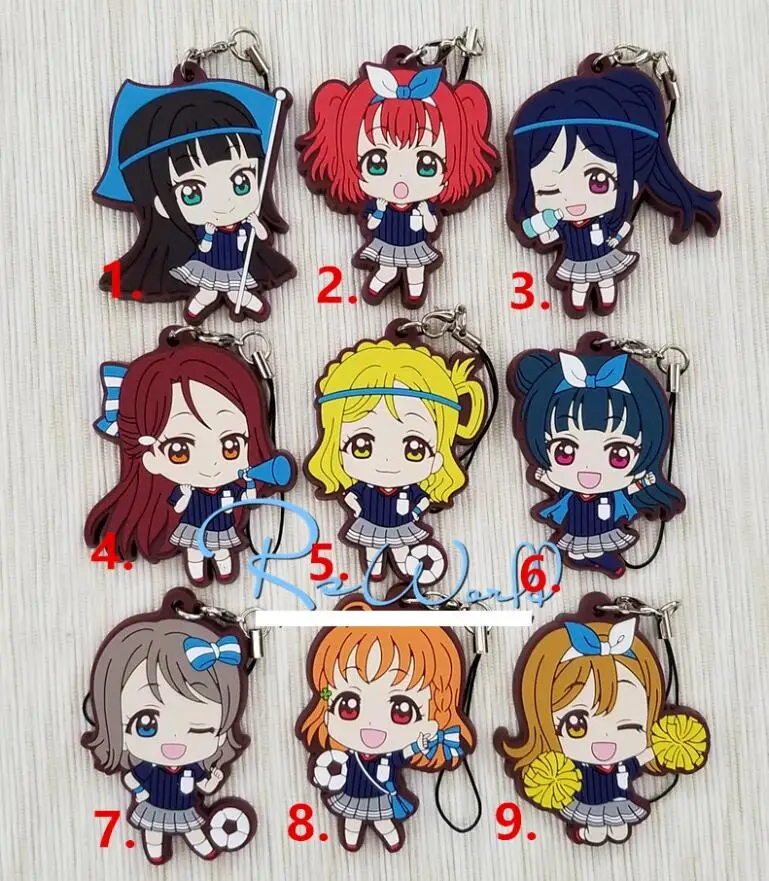 8 шт./лот Love Live Kotori аниме брелок Nico Rin Umi Maki Chika Dia Riko Yoshi kc Kunikida акриловый Резиновый Ремешок/Подвеска для телефона - Цвет: 5