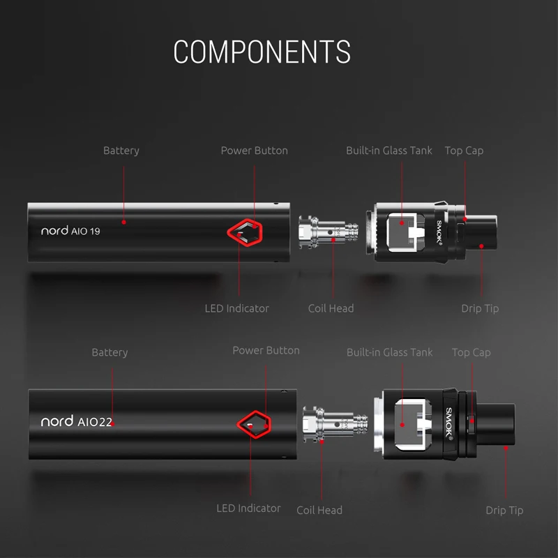Оригинальный SMOK Nord AIO 19 комплект 2 мл + Встроенный аккумулятор 1300 мАч Норд сетка