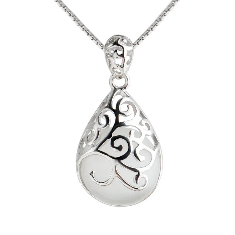 

Genuine 100% S925 Sterling Silver Jewelry Lucky hollowed cat eye stone pendant With Certificate