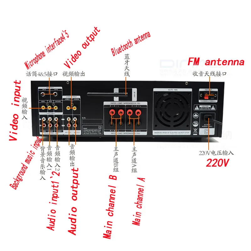 220 В аудио усилители сценический высокомощный профессиональный Bluetooth усилитель радио карта hifi карта посылка динамик домашний усилитель
