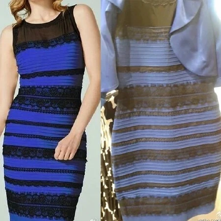 white and gold blue black dress