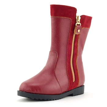 

Girls Winter Over the Knee Boots Children Antiskid Leather Plus Cotton Boots Princess Fashion Zipper Flat Boots AA51211