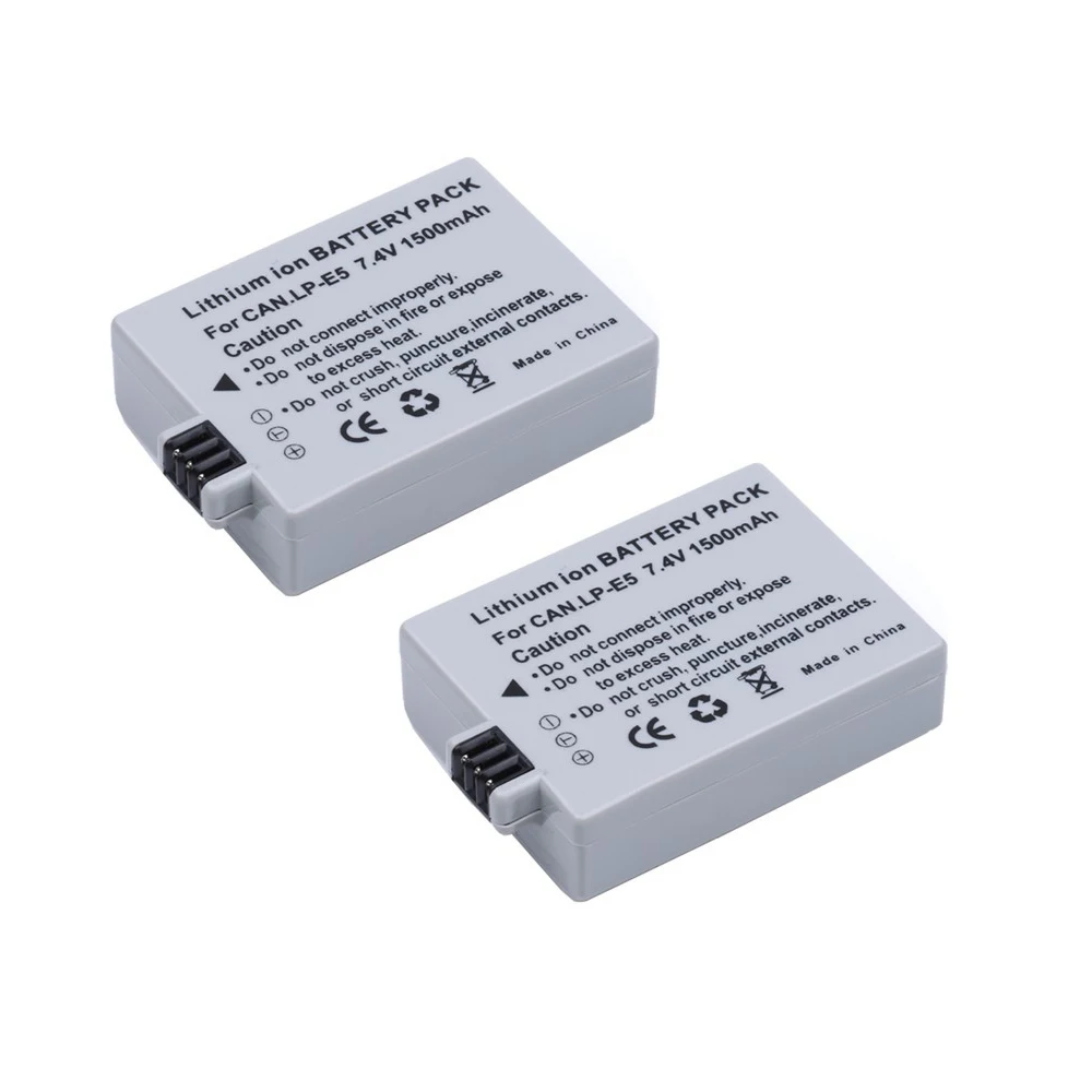 2Pack Replacement LP E5 Battery for Canon LP E5 & EOS Rebel XSi,XS,T1i