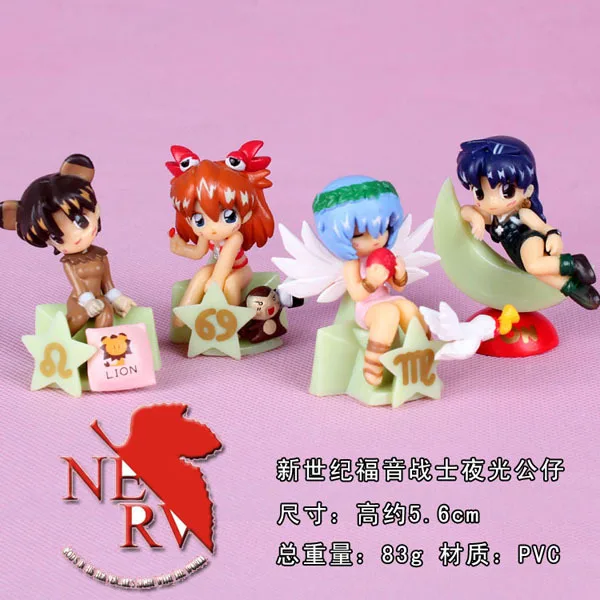 

4pcs Anime Neon Genesis Evangelion EVA Ayanami Rei Asuka Langley Sohryu Katsuragi Misato Cute Action Figure