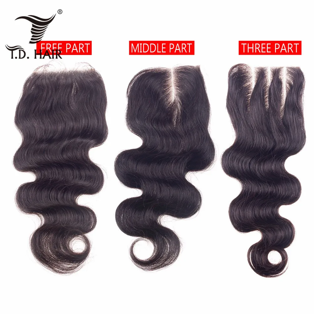 Tdhair 3 пучка s объемный волнистый пучок волос с 4*4 Кружева Закрытие свободный