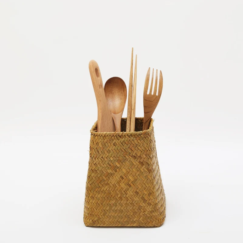 

Japan Style Straw Woven Storage Box Kitchen Chopsticks Utensil Container Storage Basket Home Decorative Table Organizer Vase