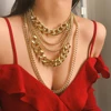 2022 Vintage Fashion Thick Chain Pendant Necklaces For Women Bohemian Gold Metal Multi Layer Necklace Jewelry Wholesale ► Photo 1/6