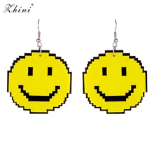 ZHINI Винтаж Лидер продаж красочное улыбающееся лицо серьги для Для женщин забавные серьги-смайлики Корейская Ювелирная повязка на голову для красивые подарки для леди