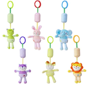 

Cute Soft Plush Rattle Toy Cartoon Animals Frog Elephant Rabbit Hanging Toys Wind Chime Pendant Baby Rattle Crib Stroller Toys