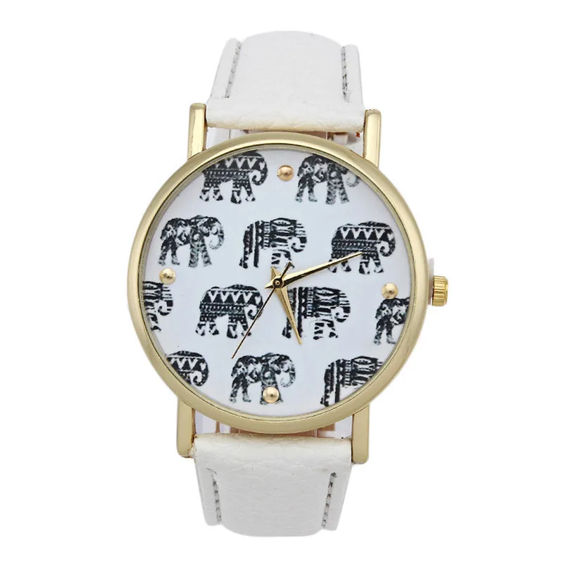 NEW Women's Watches Casual Elephant Pattern watch band leather alloy Analog Quartz Dial Wrist Watch clock relogio feminino M21 (9)