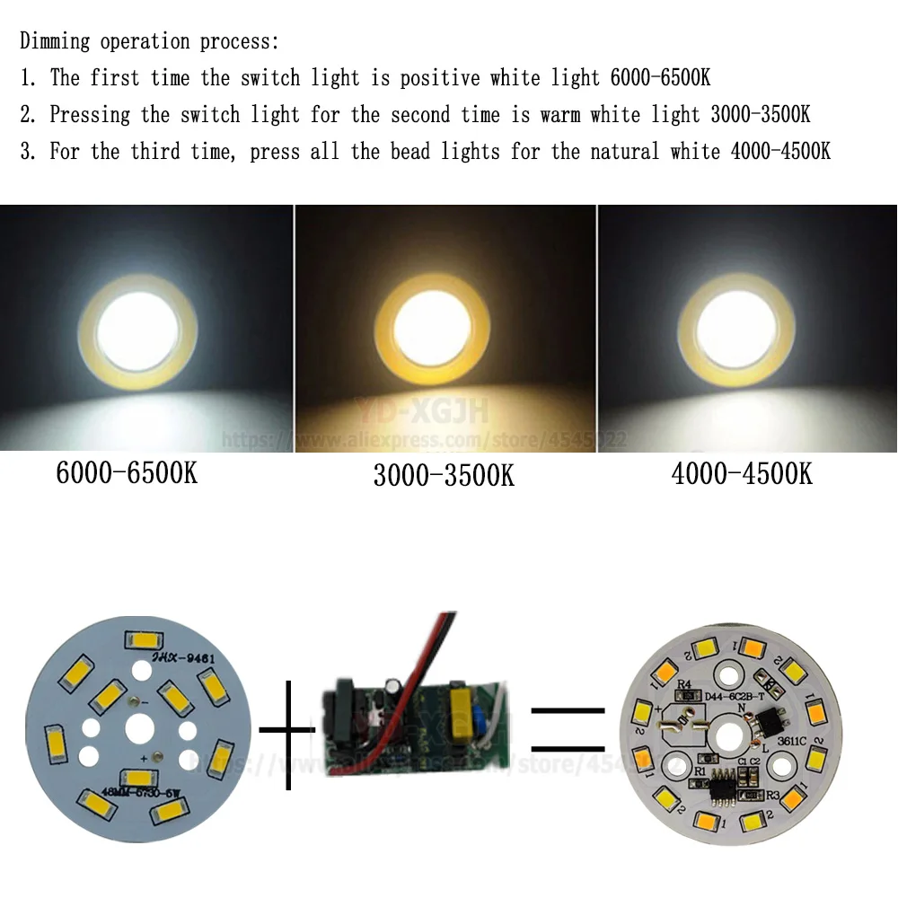 Двухцветная в одном PCB плата освещения AC220 5 Вт 7 9 SMD 2835 панель светодиодной лампы