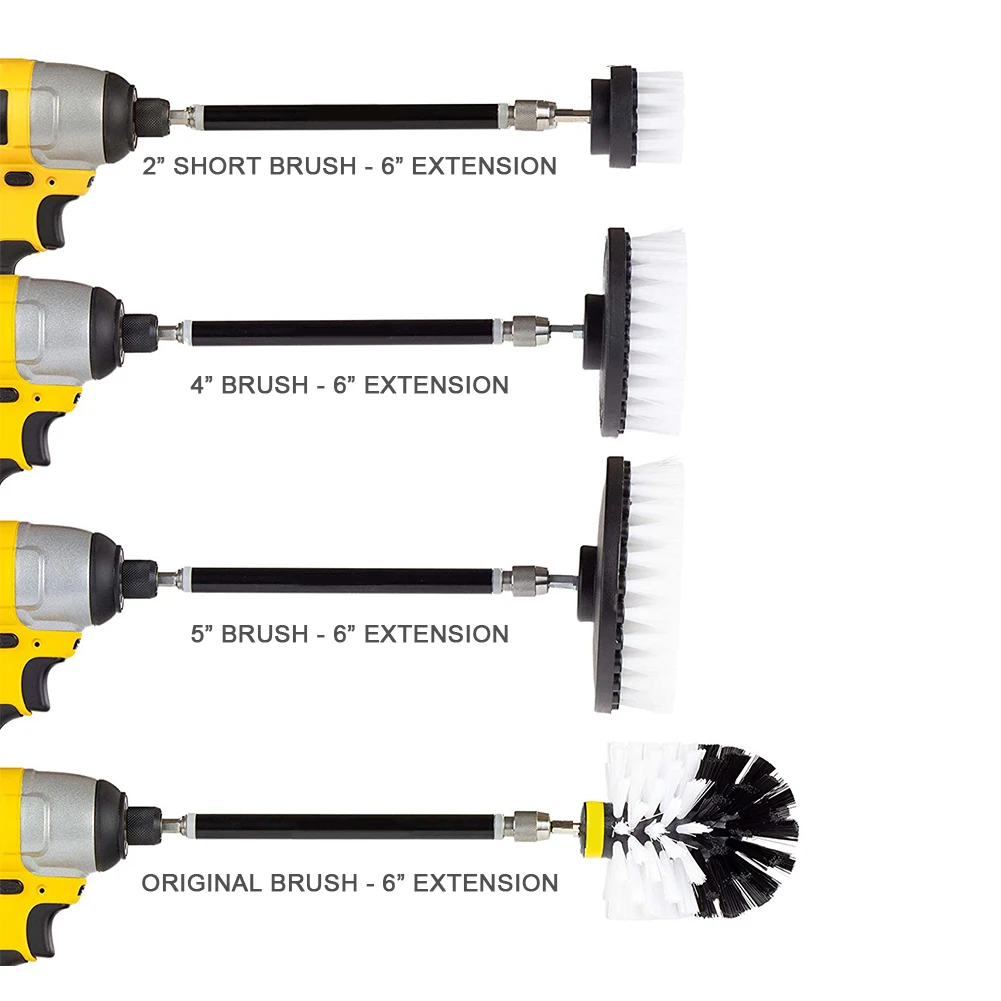 5 шт. Набор для дрели и скраба, аксессуары для мотоциклов с удлинительным стержнем для чистки автомобиля, сиденья для лодки, ковровое покрытие