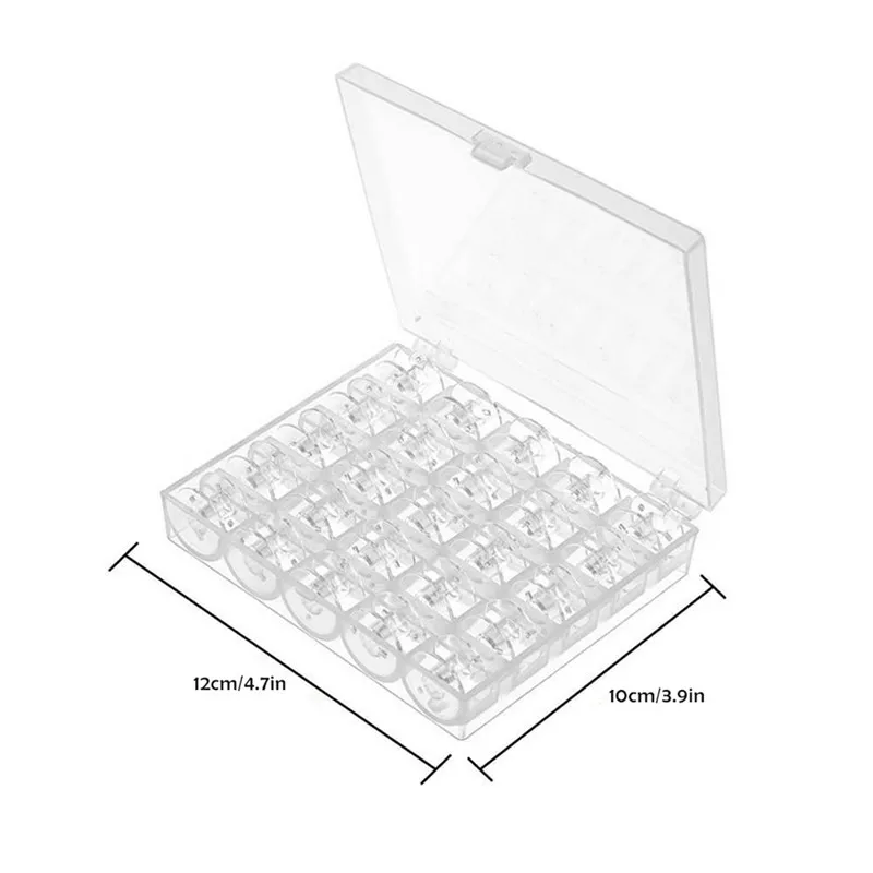 

25Pcs/Set Empty Bobbins Sewing Machine Spools Colorful/Transparent Plastic Case Storage Box Sewing Equipment Tools Accessories