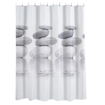 

EHOMEBUY Cobblestone Printed Waterproof Thick Polyester Cloth Shower Curtain Partition Bathroom Shower Curtain With 12 Hooks