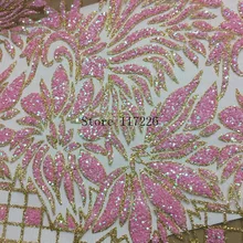 Новое поступление, африканский тюль, кружевная ткань с блестками для малышей, розовая африканская сетка, кружевная JRB-62437 для женщин