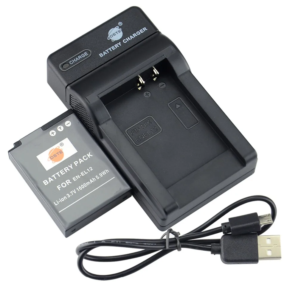 DSTE EN EL12 ENEL12 Li ion Battery with USB Port Charger for Nikon S620