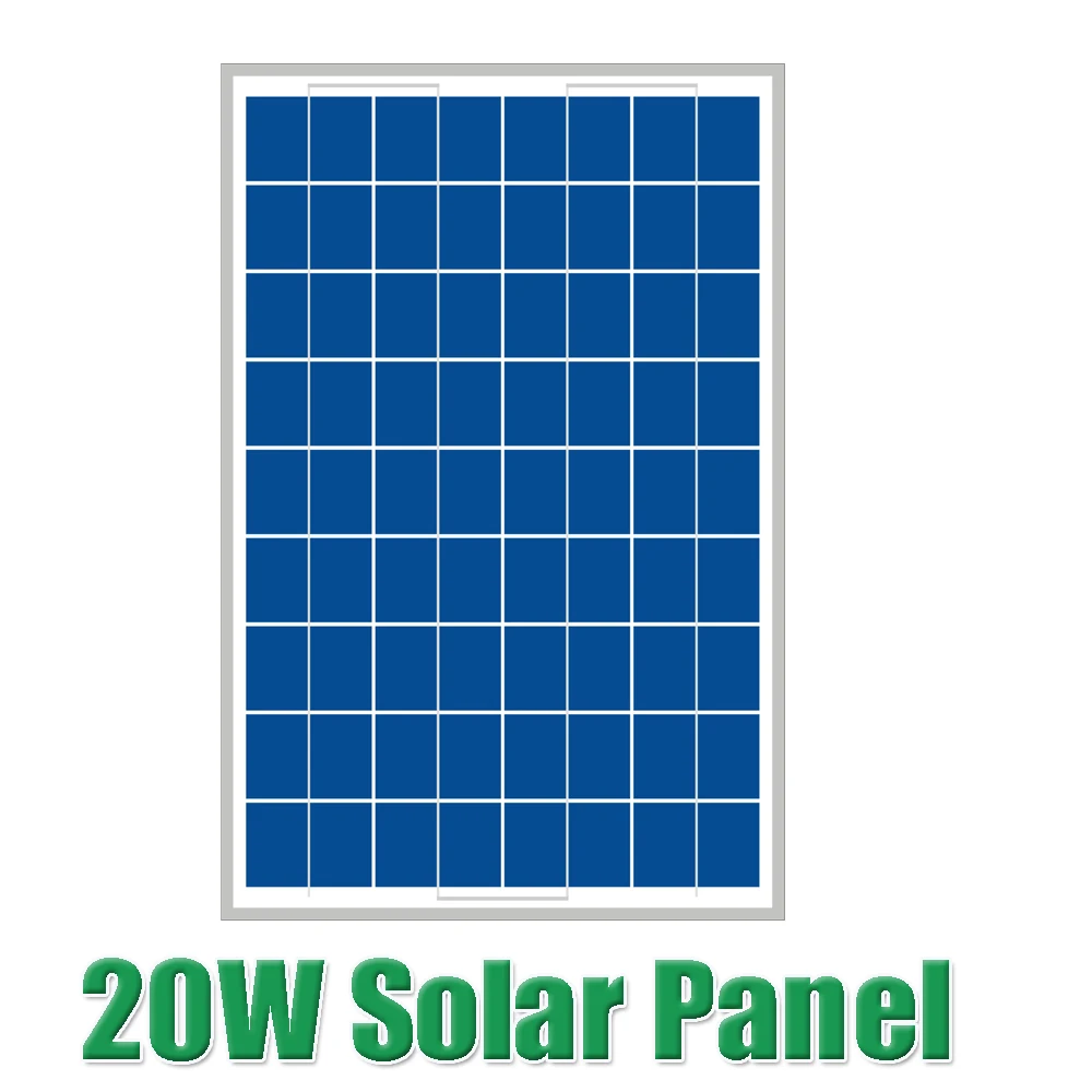 

Hot Sale 20W 18V Polycrystalline silicon Solar Panel used for 12V photovoltaic power home system 20Watt WY