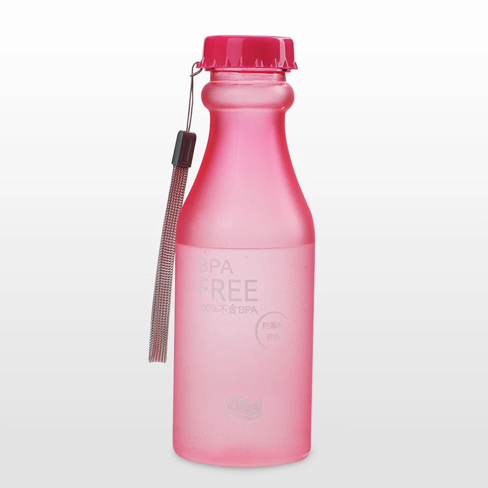 HOOMIN герметичная BPA бесплатно для путешествий, кемпинга, йоги, бега, спорта, матовая бутылка для воды, 550 мл, яркие цвета, бутылка для сока, питьевой воды - Цвет: Frosted Pink