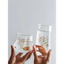 395 мл стекло круглое сочное пиво молоко вода креативное стекло золотые буквы слова напечатаны ins Популярное высокое стекло 470 мл