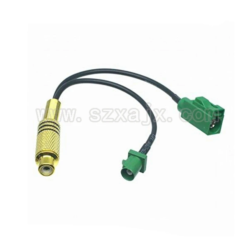 Коннектор JX RCA для FAKRA Pigtail Cable RCA female to Two Dual FAKRA E male(вилка)+ female jack cable Radio Antenna adapter Green