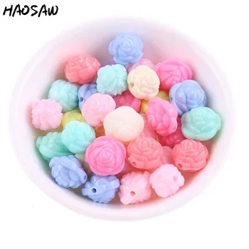 

New Color 500Pcs Mix Lot 11*10MM Chunky Flower Beads Pastel Color Straight Holes For DIY Key Chain Making For KQWB-517675