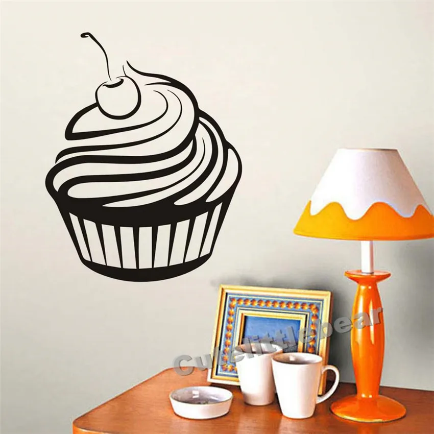 Cherry Cream Cupcake Kitchen Wall Sticker Rermovable Hollow Out Waterproof Vinyl Wall Decal Home Decoration Accessories