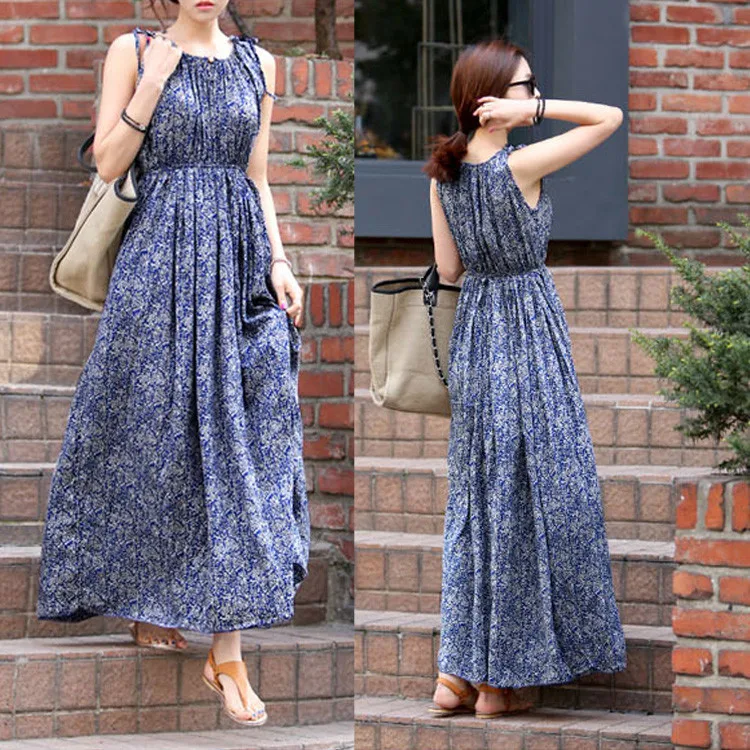 

New Summer Women Sleeveless Floral Dress Casual dresses WJ317 vestidos