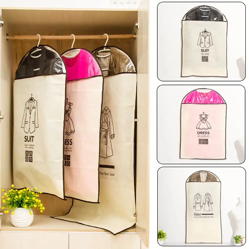 Coat Clothes Garment Suit Cover Bags Dust Proof Hanger Storage