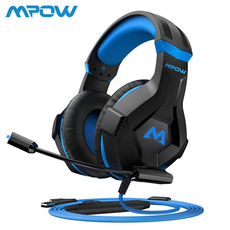 

Mpow EG9 Stereo Gaming Headset 40mm Drivers With Mic In-Line Control RGB Gaming Headphones Soft Earpad For PS4 Switch PC Xbox