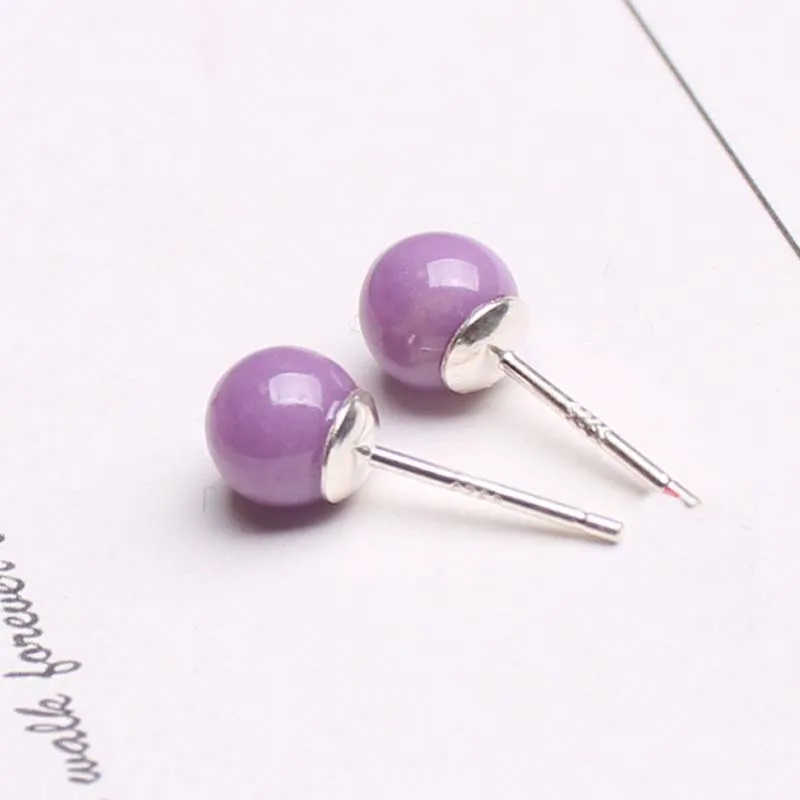 

Natural Crystal Violet Stud earring Female Purple crystal earring 925 silver fashion Wild simple Net red personality purple28