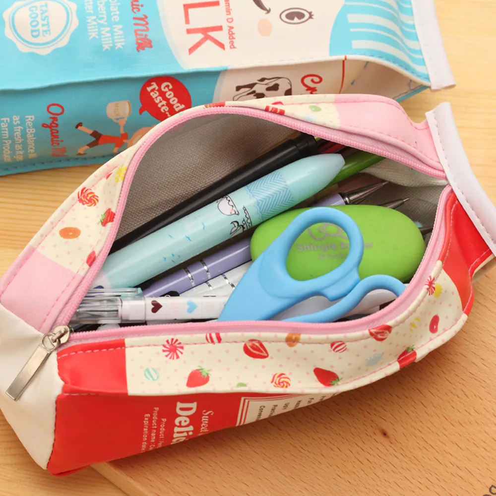 Cute Kawaii Pencil Case Creative Milk Pencil Bag For Kids Gift Novelty School pencil pen holders new A30