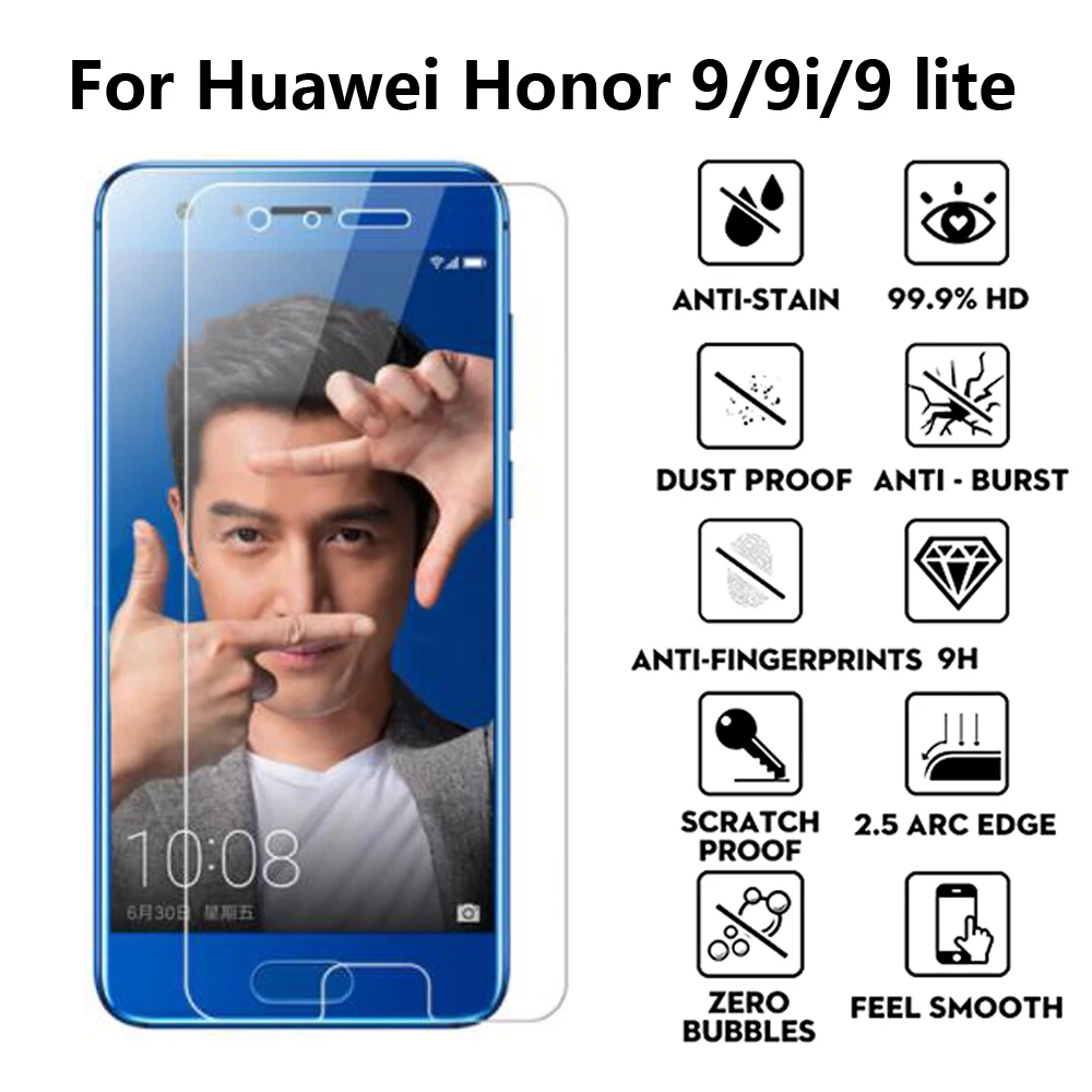 2 шт. Защитное стекло для экрана Huawei Honor 9 закаленное lite 9i защитная пленка|Защитные