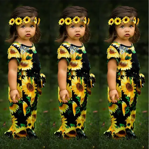 Детский комбинезон с цветочным принтом Pudcoco пляжный костюм в стиле бохо поясом