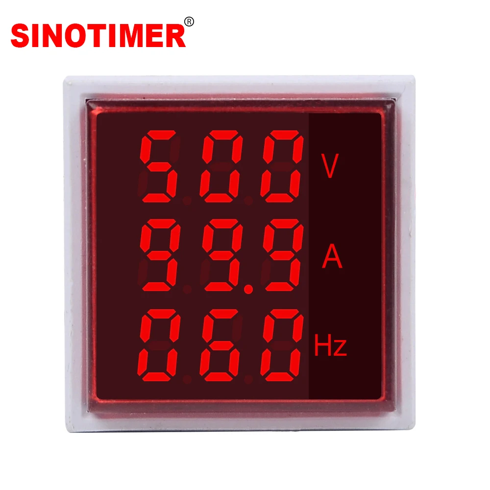 

Square LED Digital Voltmeter Ammeter Hertz Meter Signal Lights Voltage Current Frequency Combo Meter Indicator Tester
