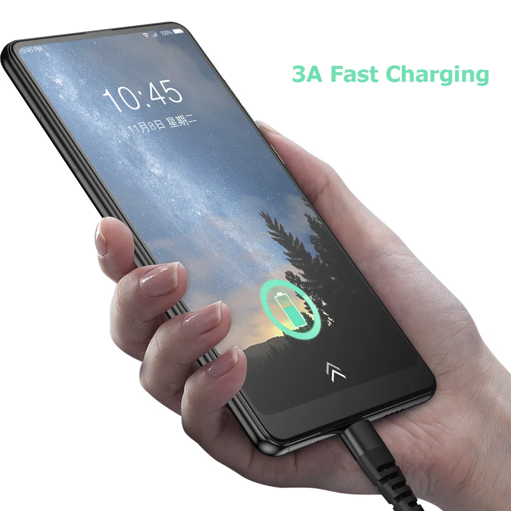 US $23.00 2 Pack 2m USB 30 3A Fast Charging Micro USB Cable With LED Timer And Power Switch For Android Phones Power Bank Alum Alloy