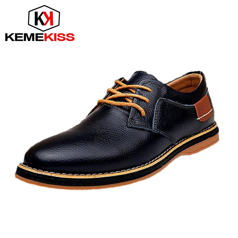 KemeKiss Men Real Leather Dress Shoes British Style Luxury Lace Up Soft