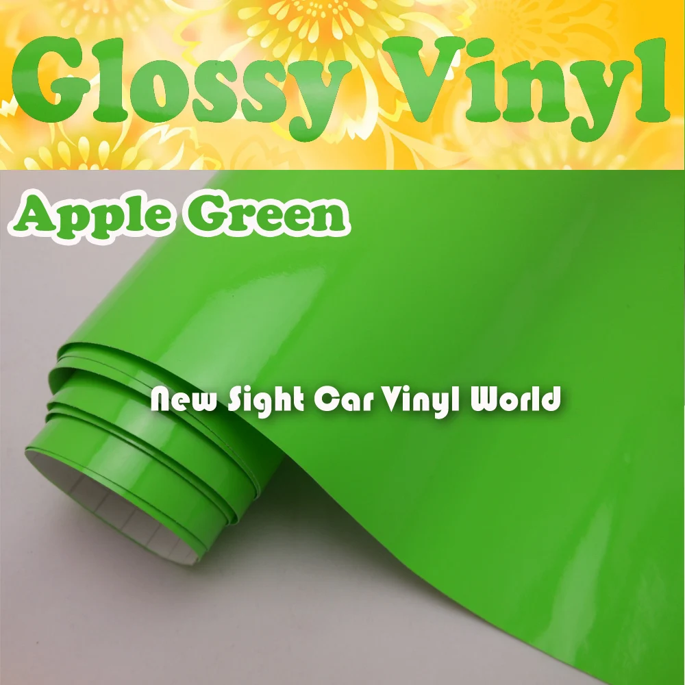 High Quality Apple Green Glossy Vinyl Wrap Gloss Green Wrap Film Air Free Release For Car Decals