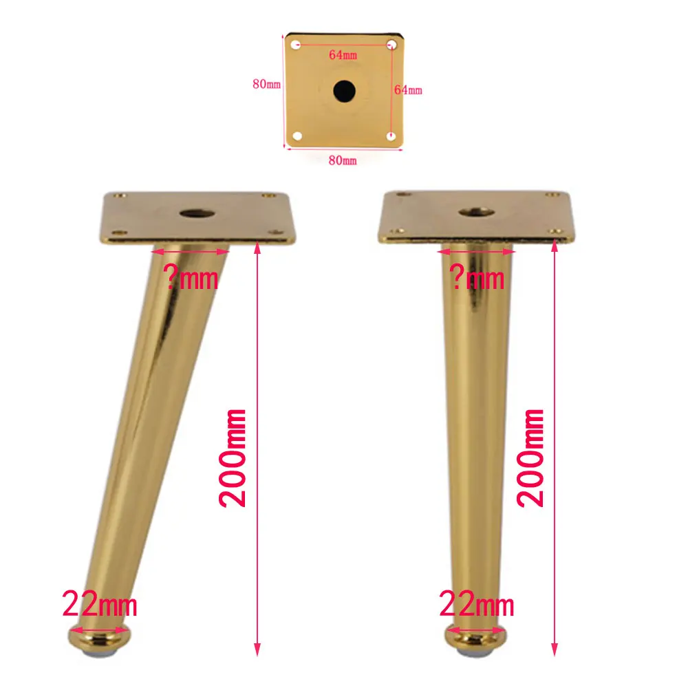 20 см Высота металлические ножки для мебели Настольный шкаф Золотая фурнитура ноги диагональная сторона Bracing ноги