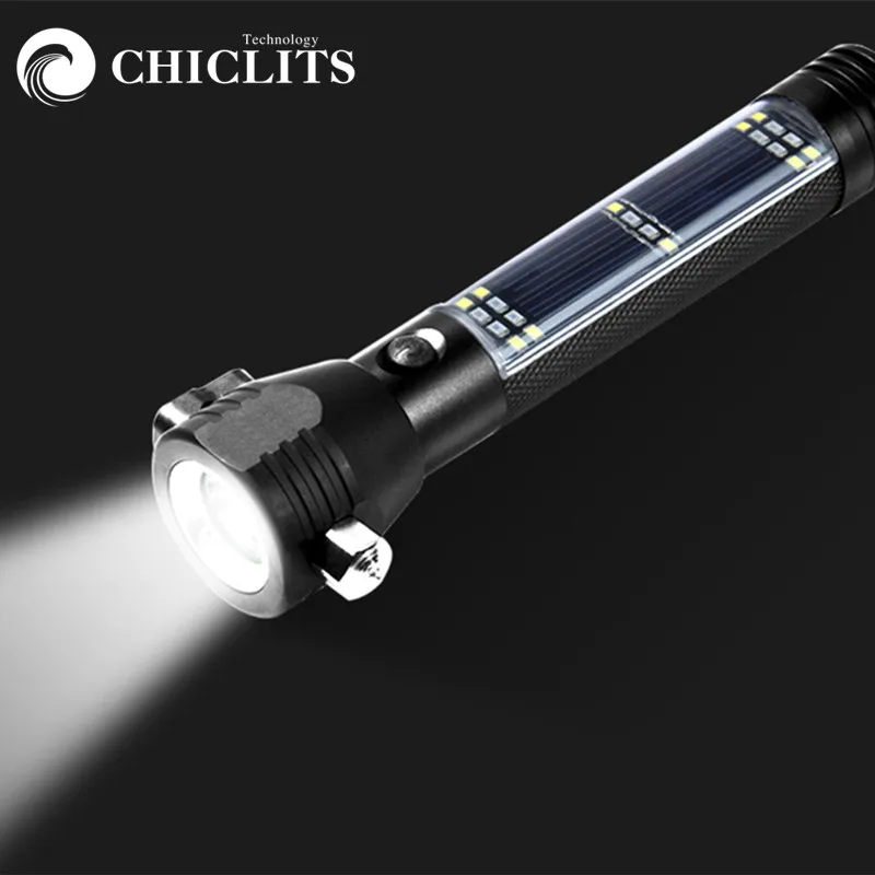 CHICLITS T6 Multi function powerful solar escape rescue flashlight car