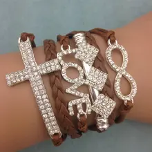 1 шт. бесконечно ручная работа браслет. металл очарование, воск шнур, кожаный браслет, модный драгоценный браслет 3671