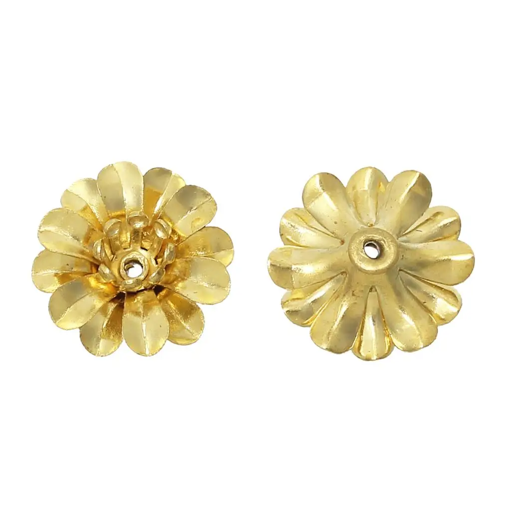 

DoreenBeads Brass Beads Caps Flower Brass Tone (Fits 4.0mm Beads) 13.0mm( 4/8") x 13.0mm( 4/8"), 2 PCs 2016 new