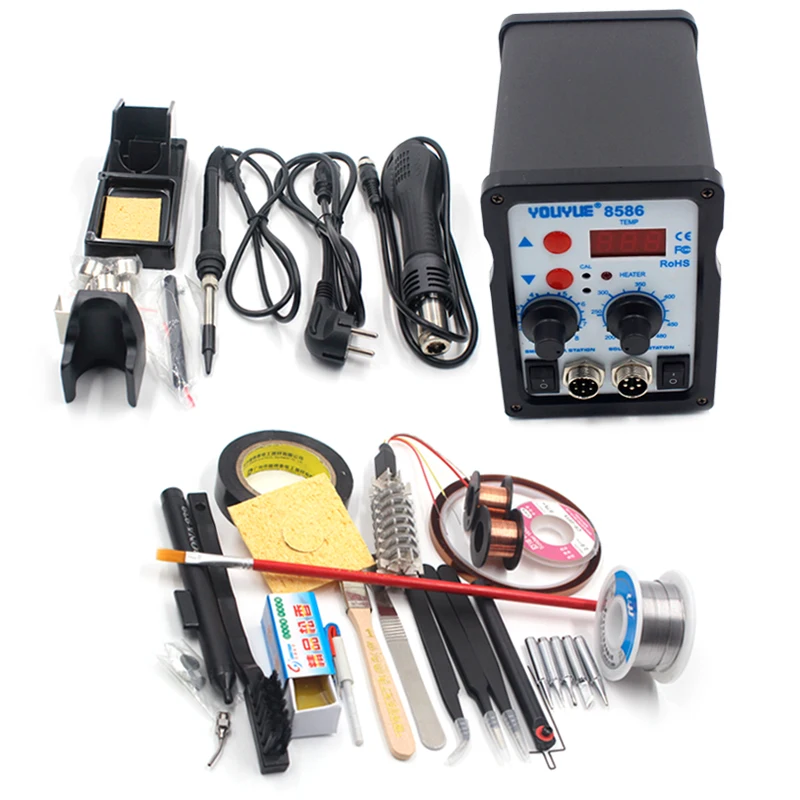 

YOUYUE 8586 Electric Soldering iron 220V 700W 2 in 1 BGA SMD Soldering Rework Station Hot Air Gun welding tool soldering station