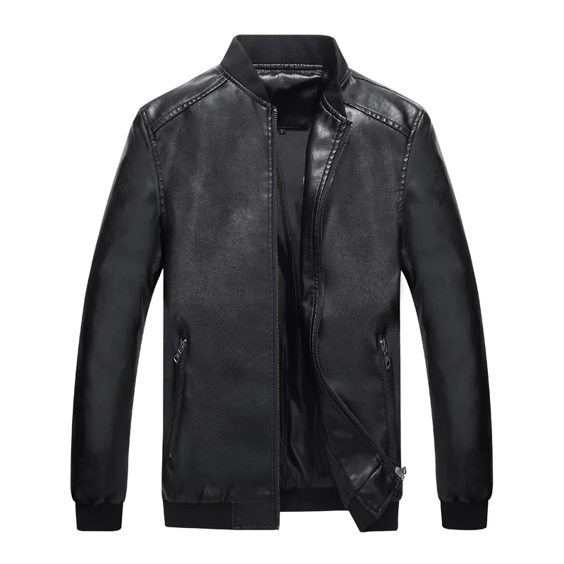 

2018 Spring New Casual Slim Fit Deri Ceket Erkek Stand Collar PU Leather Jacket Men