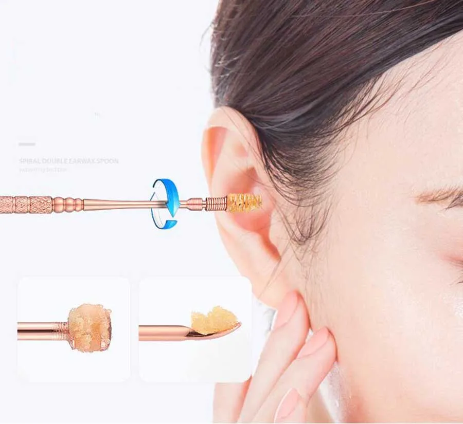 HANRIVER копать ложка для удаления ушной серы копать ушное устройство принять ушной набор палочки Кнопка ушной серы пинцет