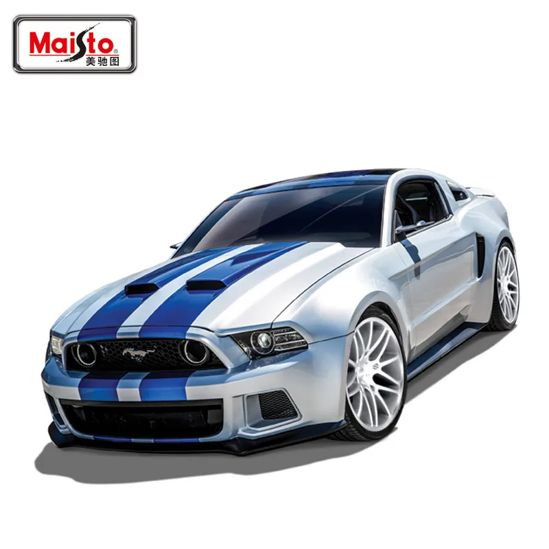 Модель 1:24 Ford Mustang GT из сплава, модель спортивного автомобиля, литая под давлением, гоночный автомобиль maist, детская игрушка, коллекция, украшение - Цвет: silver and white